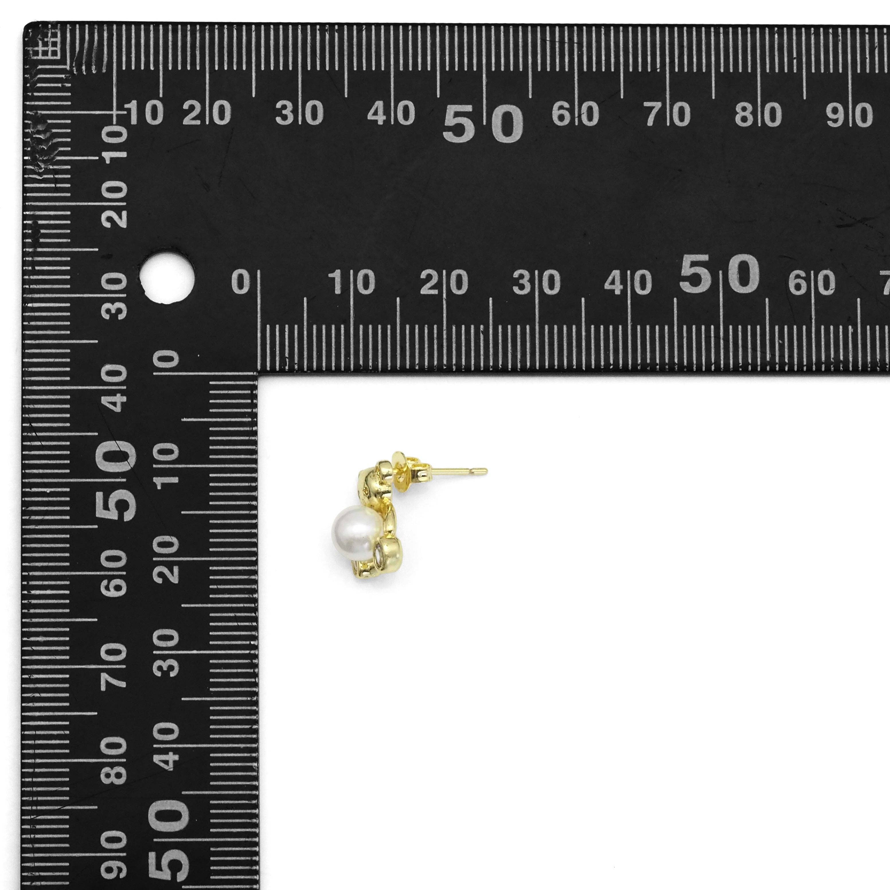 Cute Pearl Teddy Bear Stud Earrings, Sku#LK856