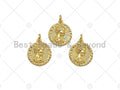 18k Dainty Gold Embossed Queen Elizabeth Coin Charms,SKU#Y37