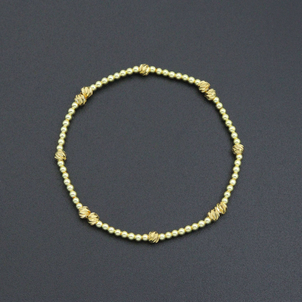 Gold Hematite with Swirl Spacer Ball Beads stretchy Bracelet, Sku#EF689