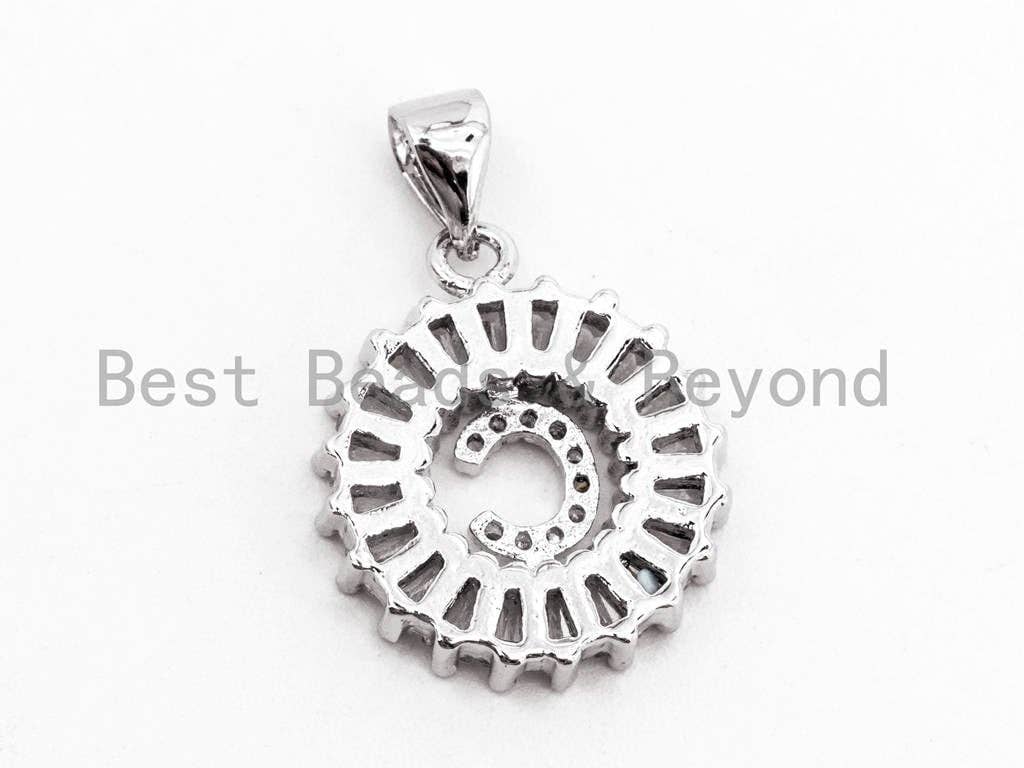 CZ Micro Pave Initial Letter C Charm/Pendent Beads,Cubic Zirconia Pave  Alphabet Beads Pendent, Gold/Silver Finish,16x18mm,sku#Z222