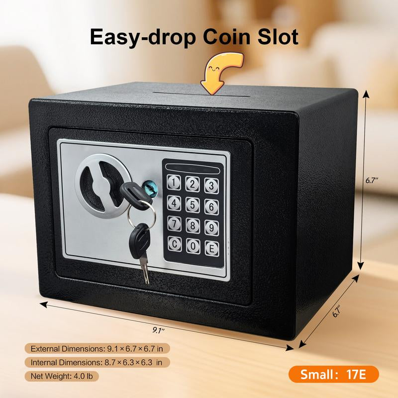 Valentine'S Day Gift: Mini Safe Box with Key & Password Lock, Double Protection Security Safe for Home Office Hotel, Perfect Gift for Him/Her to Store Cash Jewelry Watch