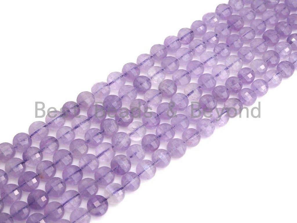 High Quality Natural Checkerboard Cut Lavender Jade Coin Shape beads, 8mm Turtle Shell Cut Lavender Jade Beads, 16" Full strand, sku#UA47