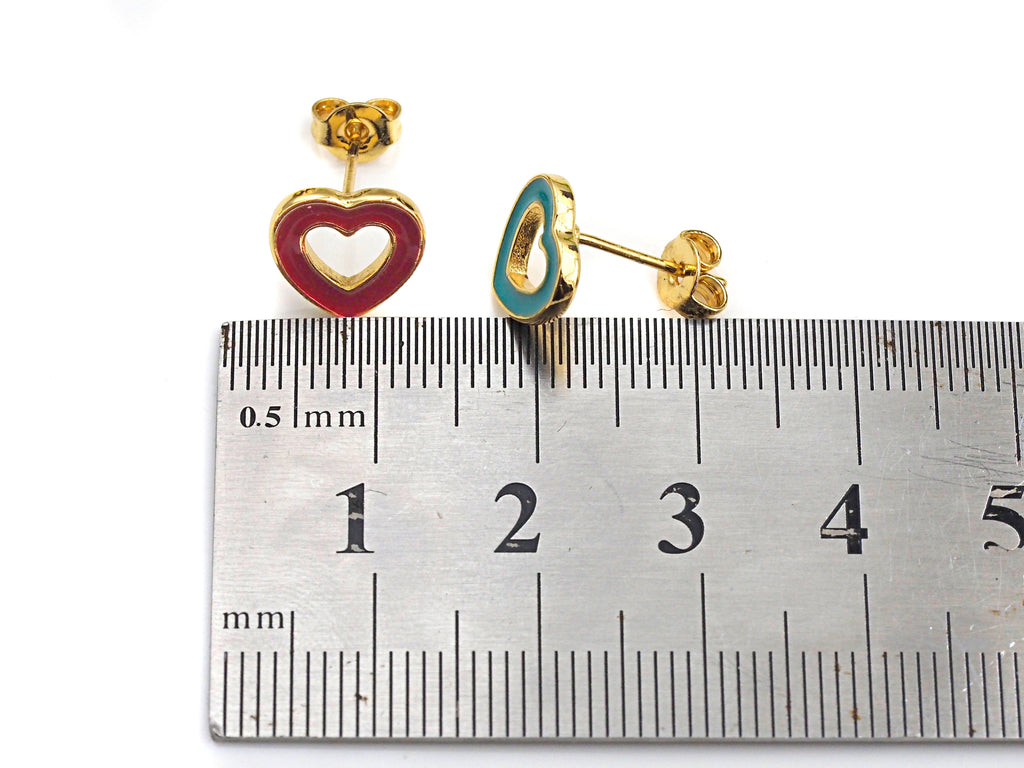 Colorful Open Heart Enamel Stud Earrings, J215C