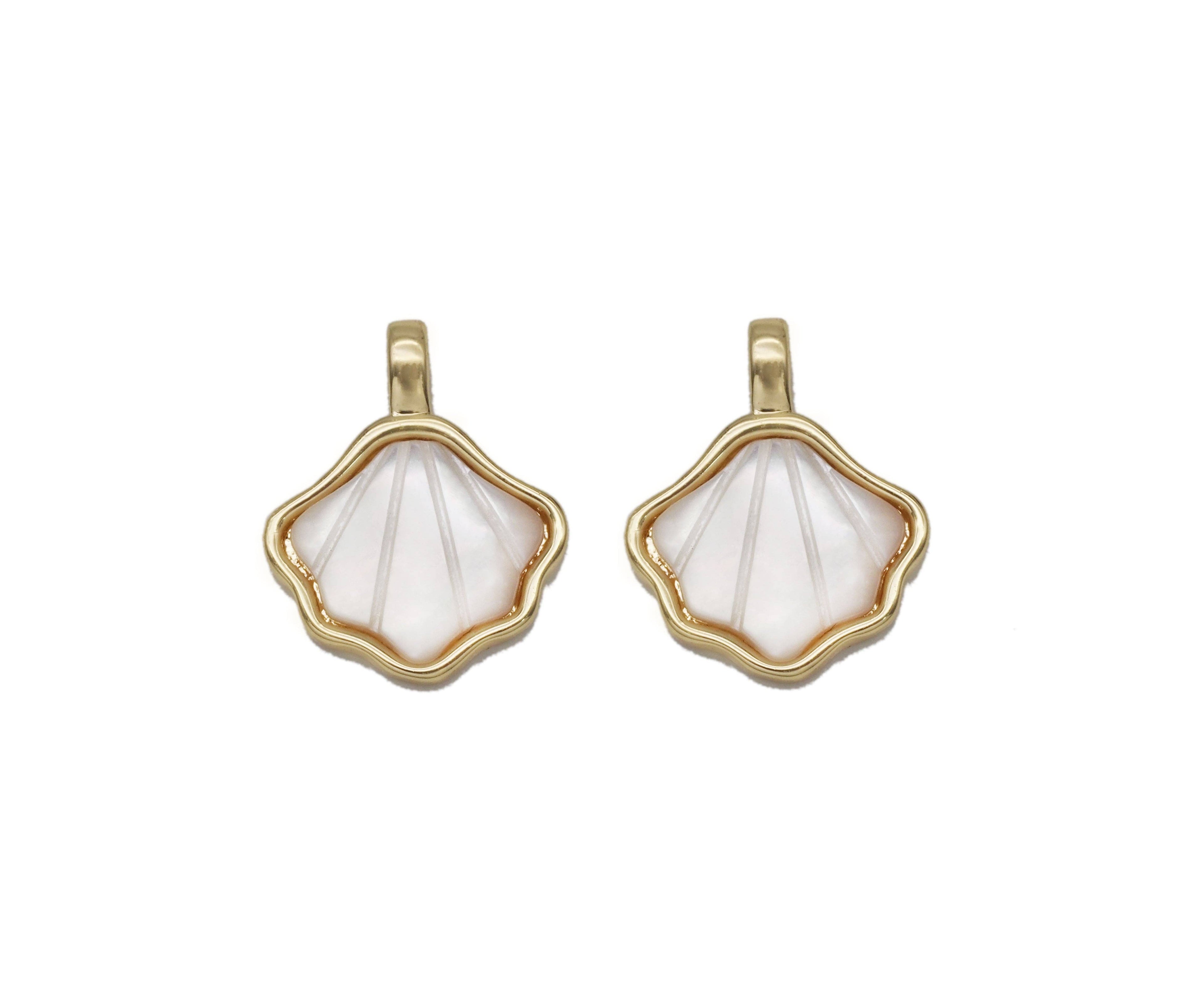 Gold White MOP Shell Charm, Sku#LX86
