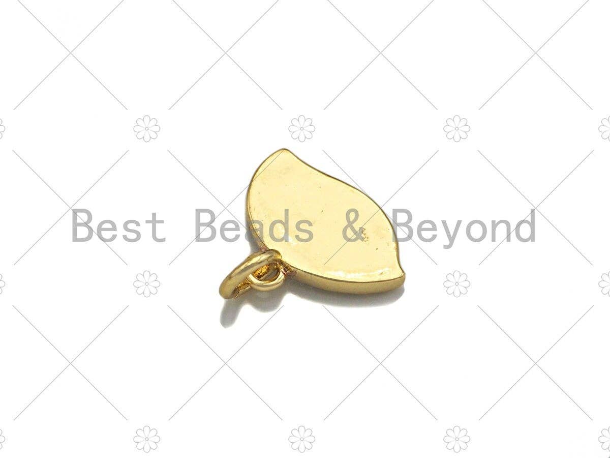 18K Dainty Gold White Enamel Evil Eye Shape Pendant, Gold Blue Evil Eye Enamel Findings, 13x11mm,Sku#L541