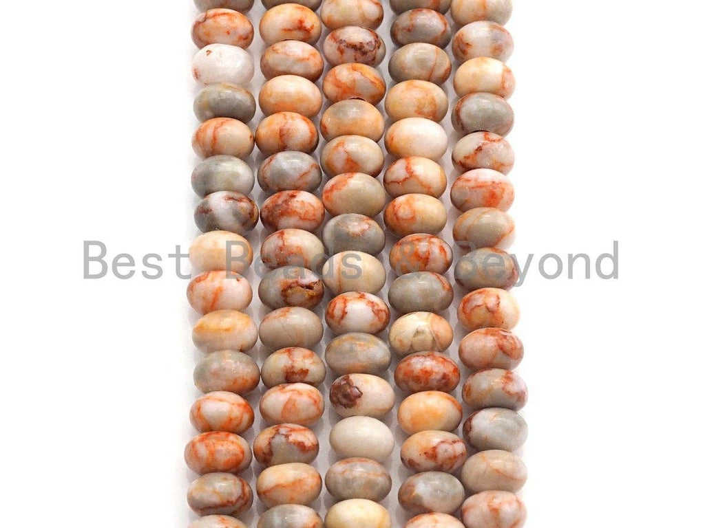 2mm Large Hole Natural Red Network Jasper Beads, Rondelle Smooth 6x10mm/5x8mm, 8" Long Strands, sku#U705