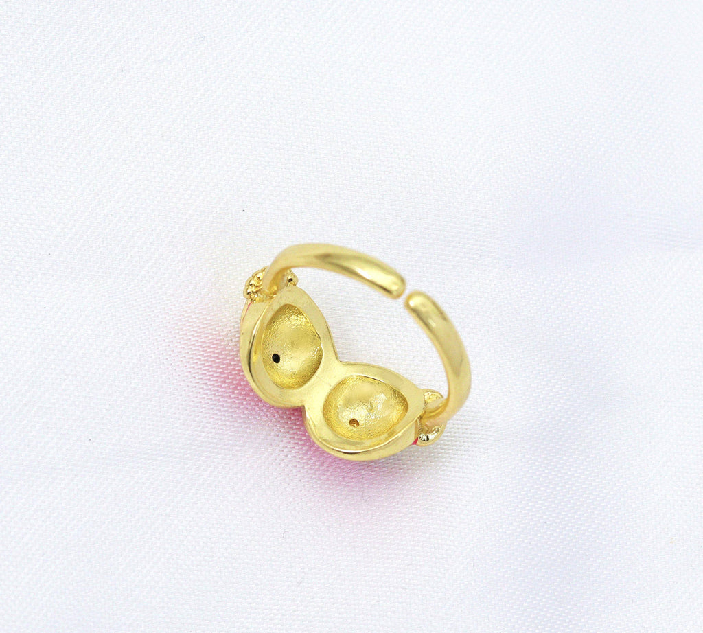 CZ Enamel Glasses with Hands Adjustable Ring, Sku#JD30