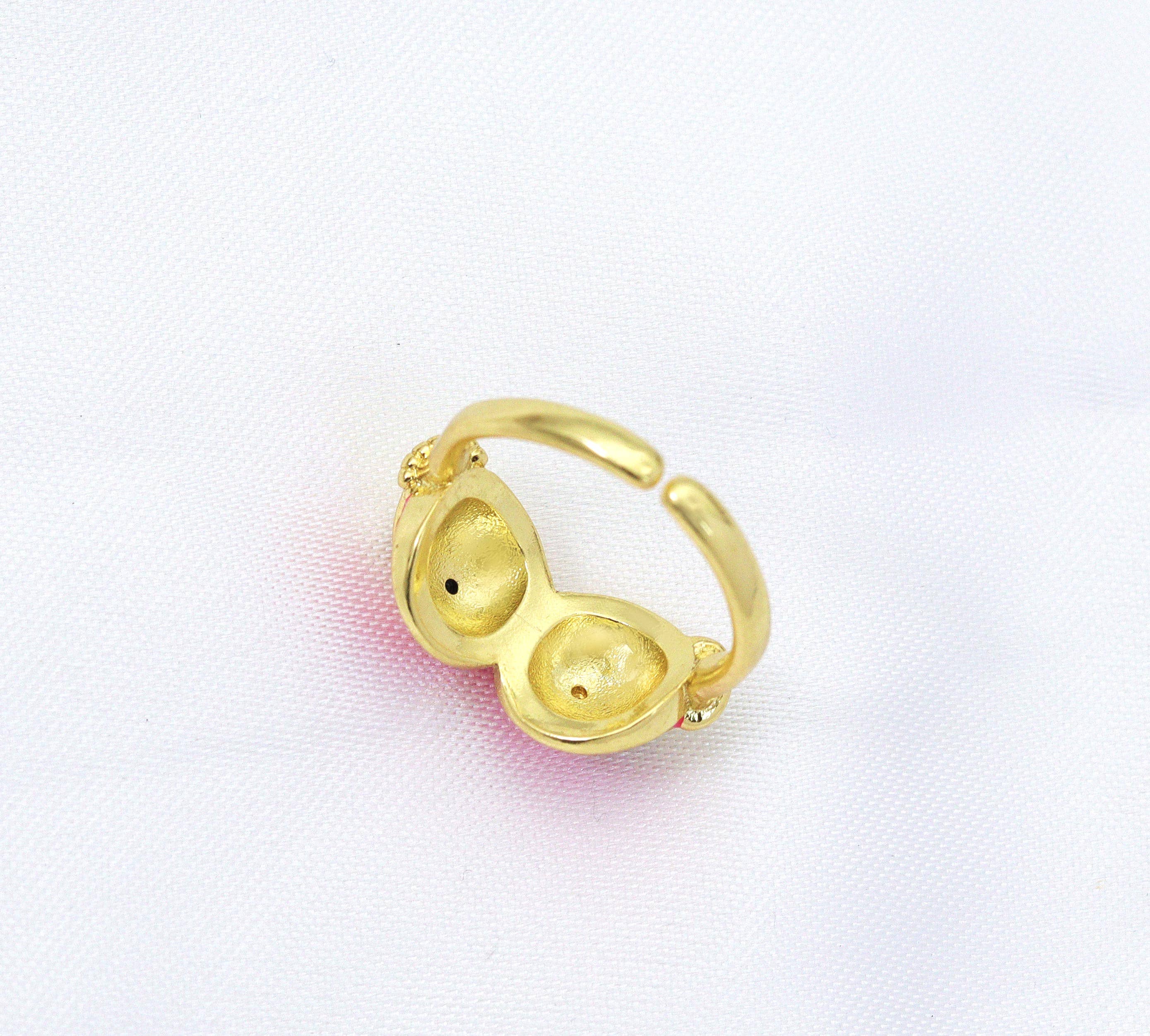 CZ Enamel Glasses with Hands Adjustable Ring, Sku#JD30