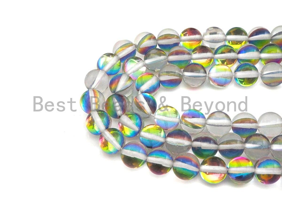Mystic Aura Spectrolite Quartz, Quality Crystal Round beads, Sku#U598