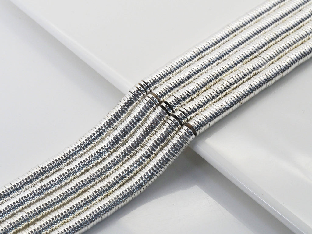 Bright Silver Hematite Heishi Beads, 3mm/4mm/6mm, sku#S151