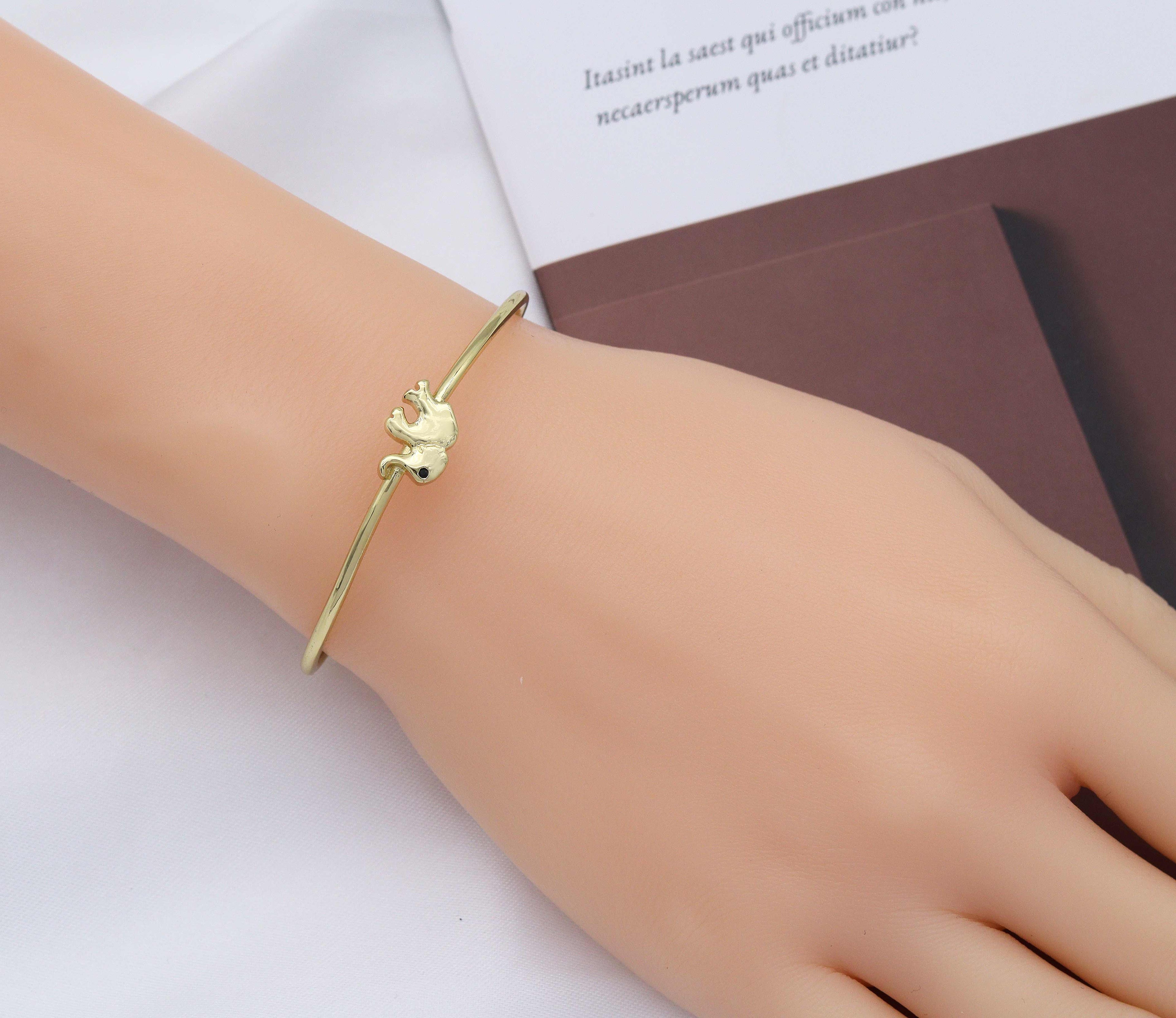 Thin Star Anchor Elephant Bangle, O108C