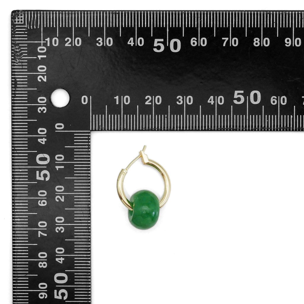 Gold Hoop Thick Green Jade Donut Hoop Earrings, Sku#EF475