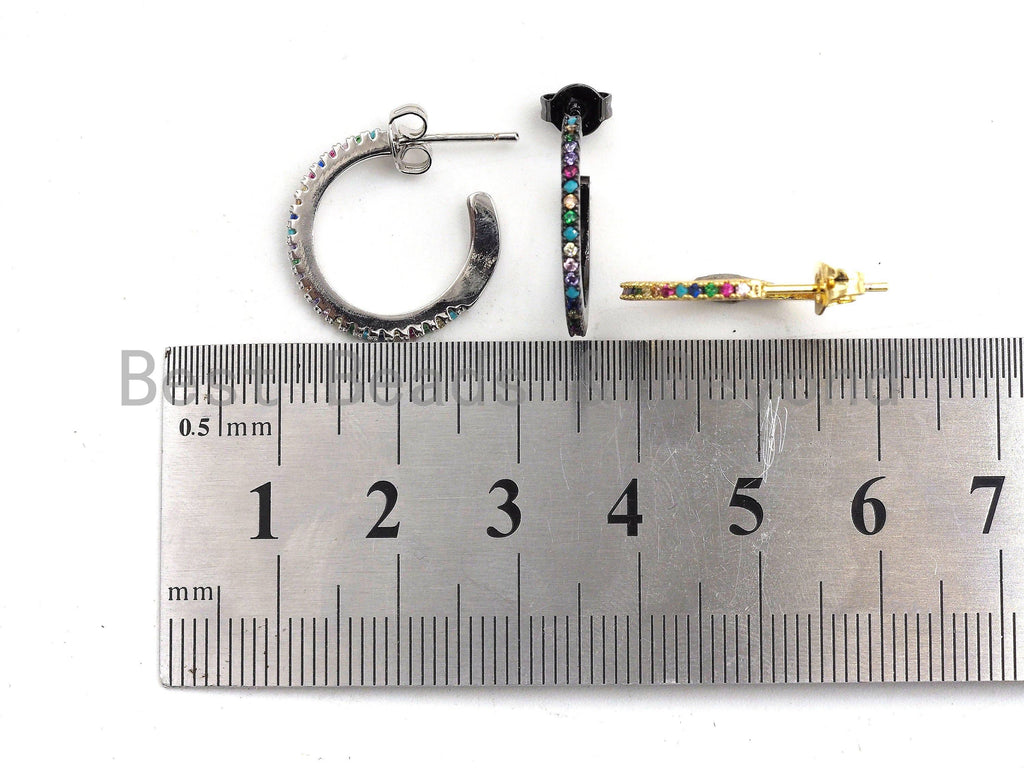 Rainbow CZ Higgie Hoop Earrings, Sku#J47