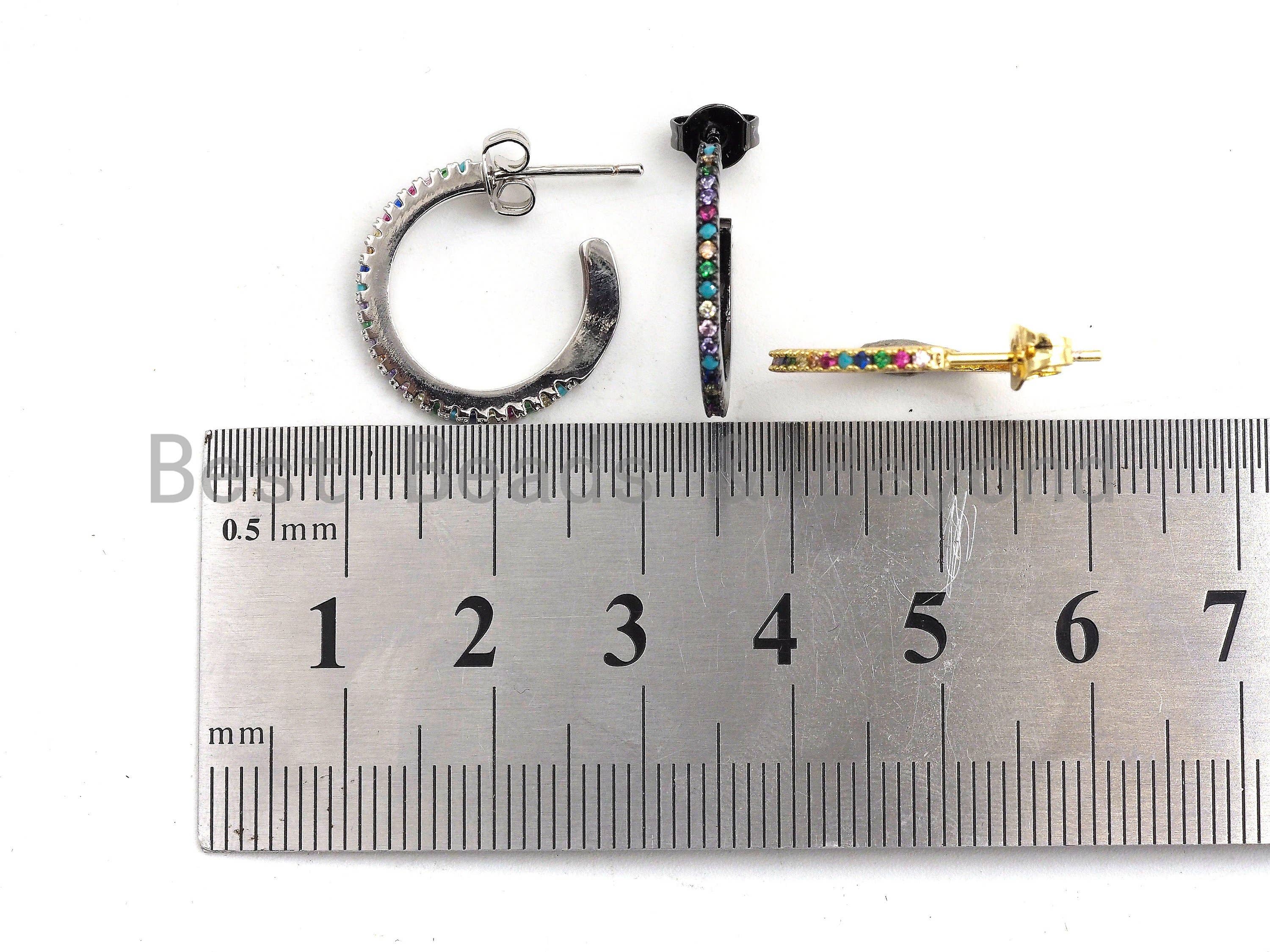 Rainbow CZ Higgie Hoop Earrings, Sku#J47