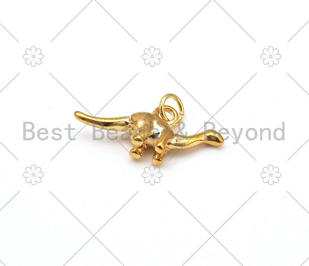 3D Dinosaur Shape Pendant, 18K Gold Filled Dinosaur Charm, Necklace Bracelet Charm Pendant,23x10mm,Sku#ZX38