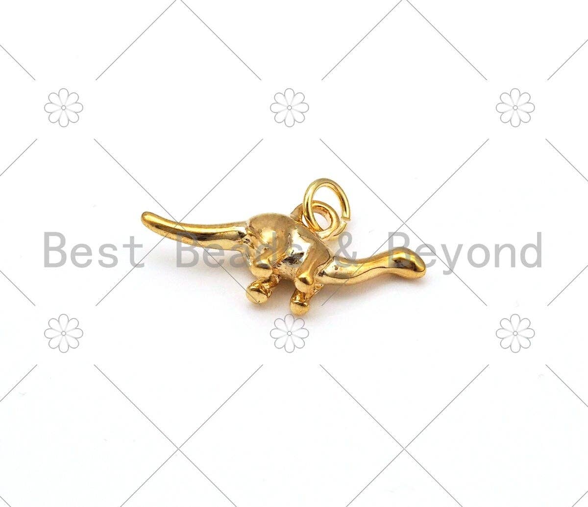 3D Dinosaur Shape Pendant, 18K Gold Filled Dinosaur Charm, Necklace Bracelet Charm Pendant,23x10mm,Sku#ZX38