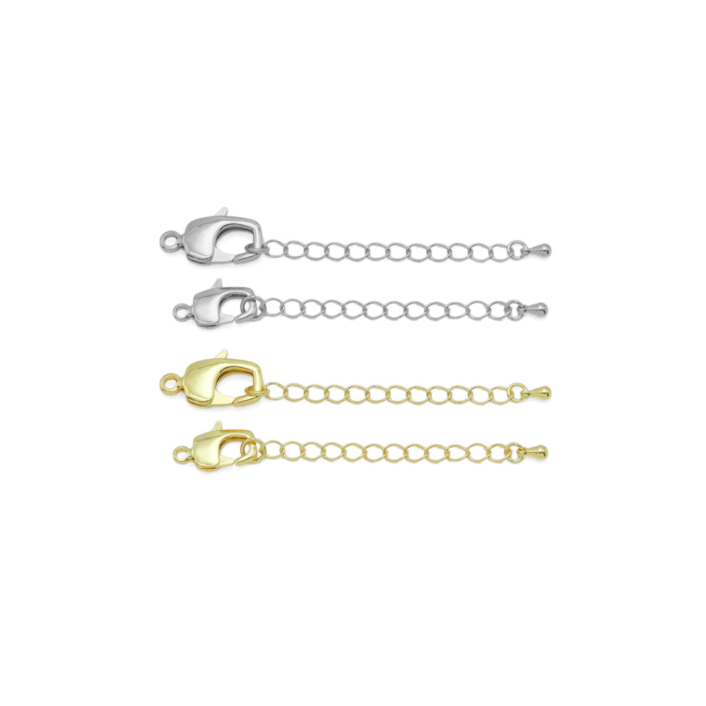 Plain Lobster Clasp with Heart Extention Chain, Gold/Silver Lobster Claw Clasps, Jewelry Components,  Sku#H330