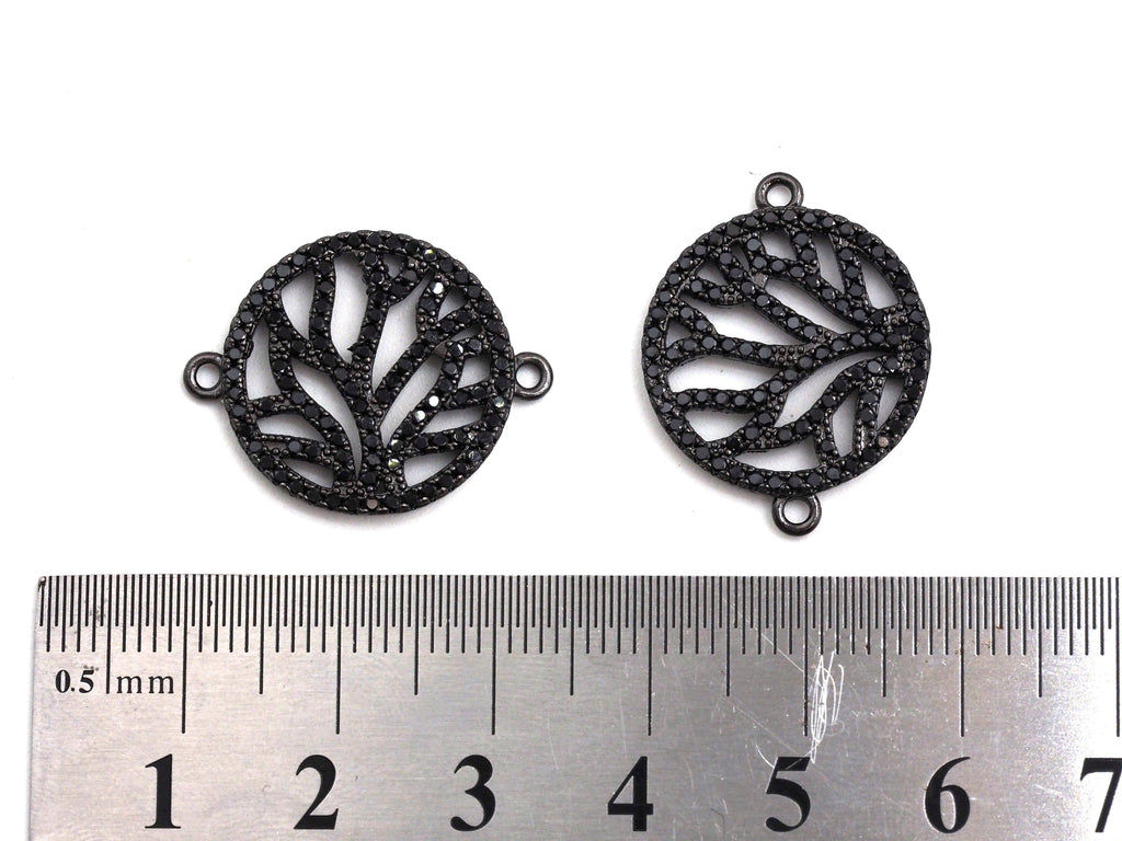 Black CZ flower Connector charm, sku#A92