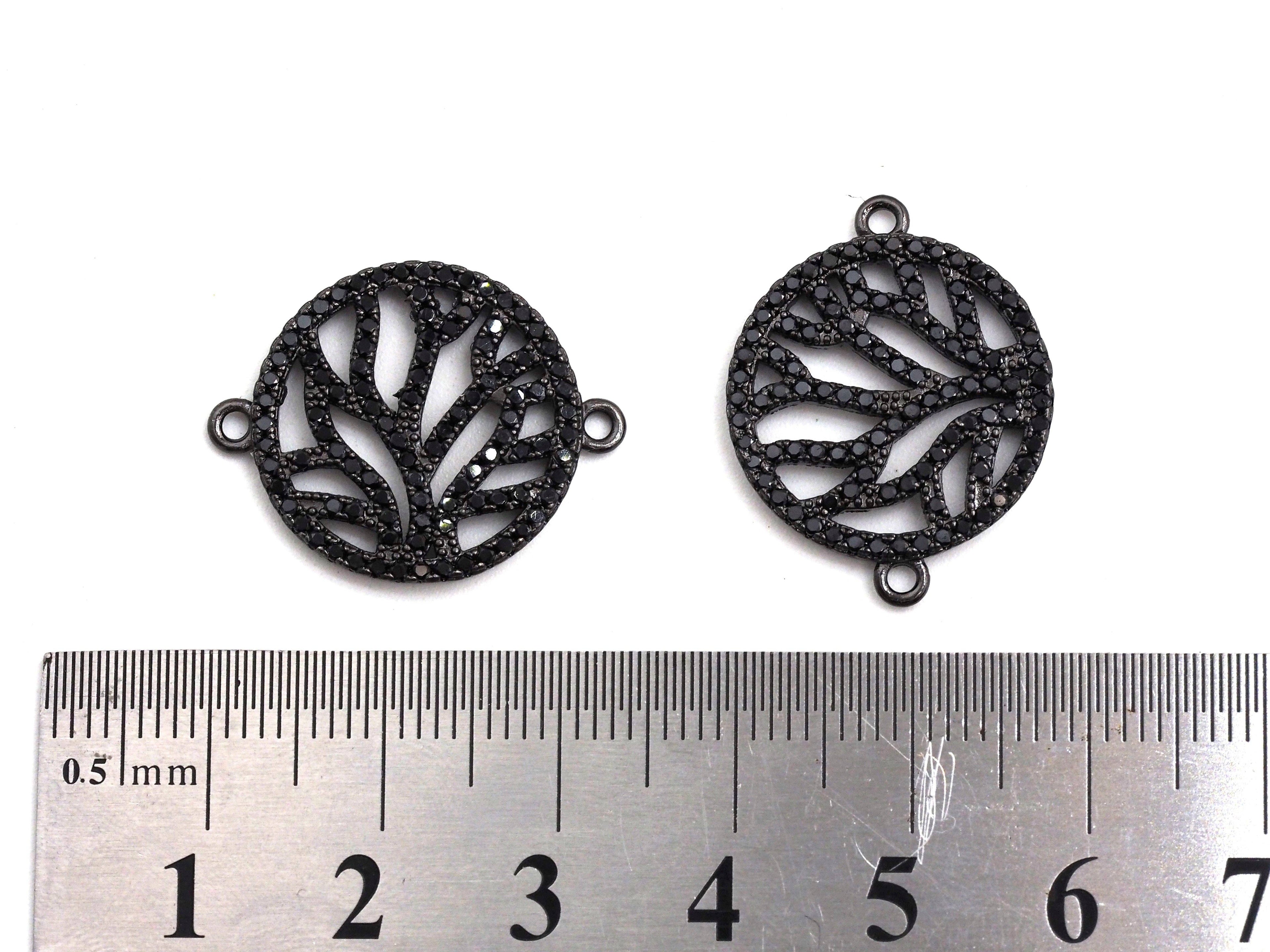 Black CZ flower Connector charm, sku#A92