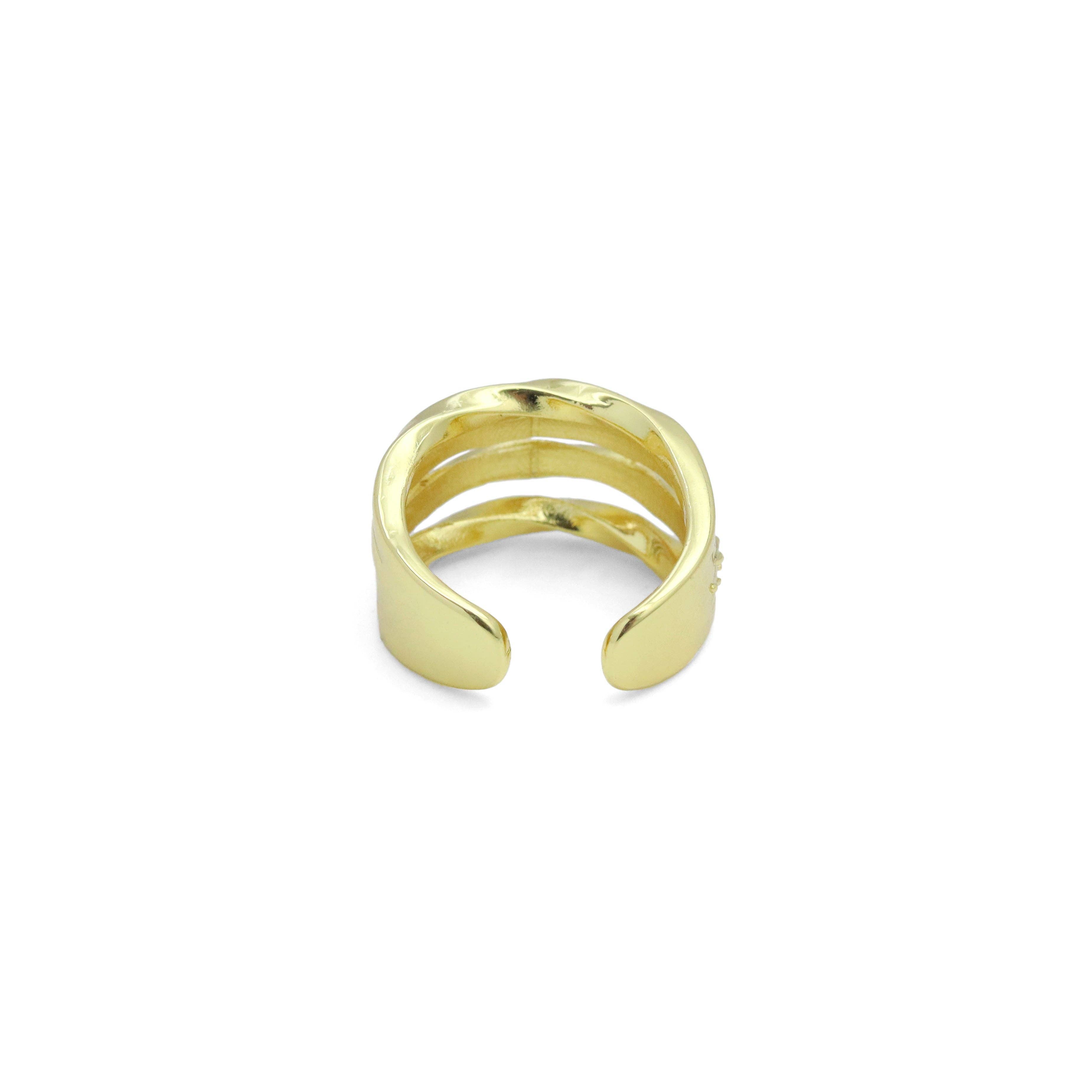 Slippy Gold Silver Twisted multiline Ring, Sku#A397