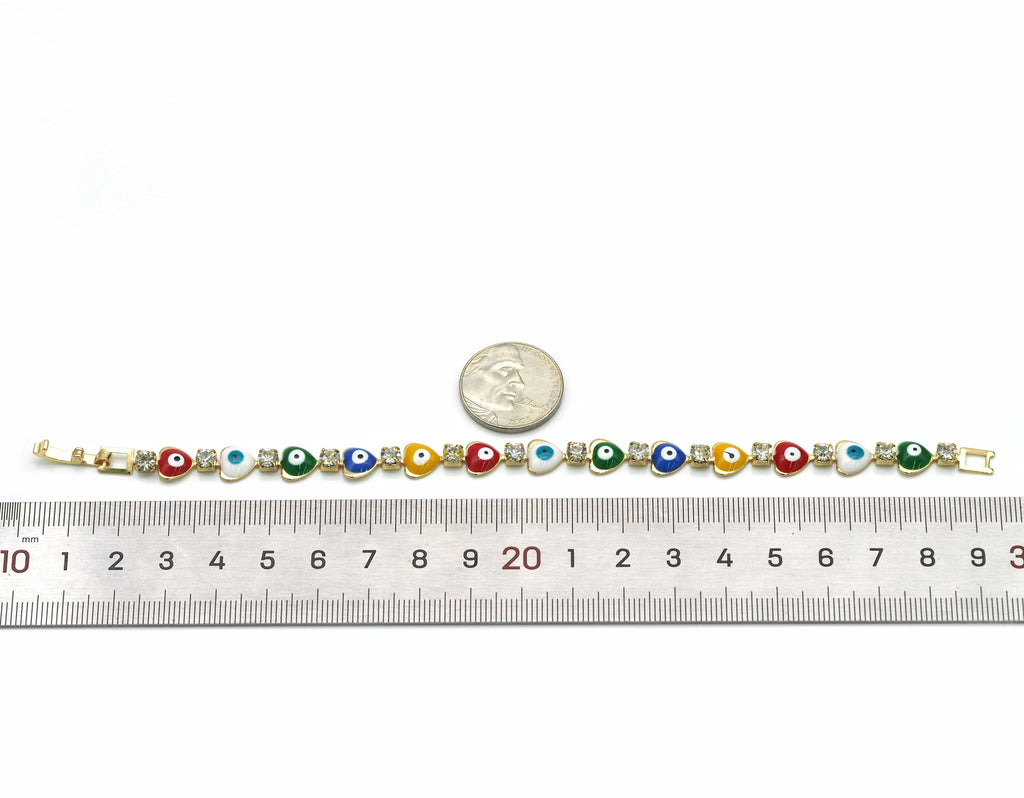CZ Evil Eye Heart Bracelet, sku#C129