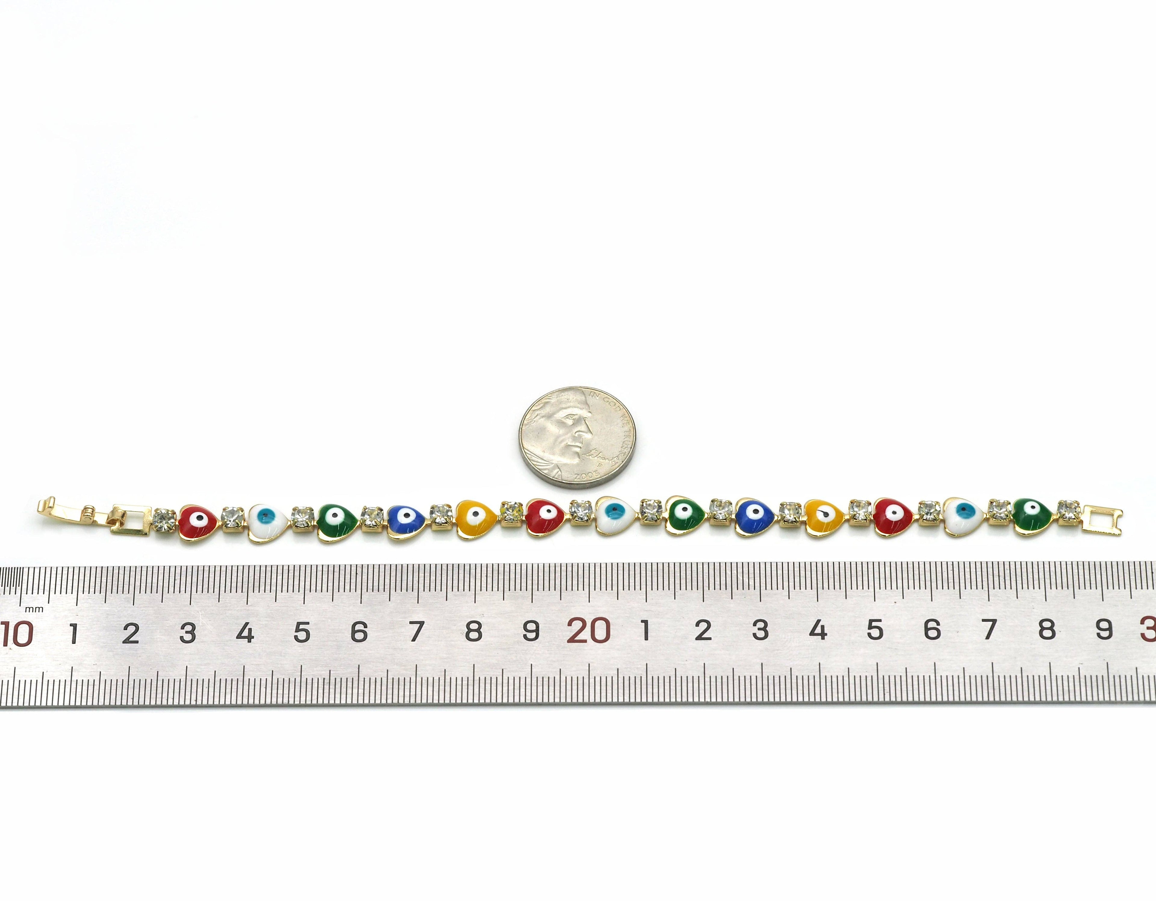 CZ Evil Eye Heart Bracelet, sku#C129
