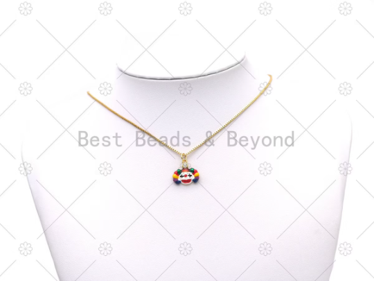 Colorful Enamel Clown Head Shape Pendant,18K Gold Filled Clown Charm, Necklace Bracelet Charm Pendant, Sku#Y585
