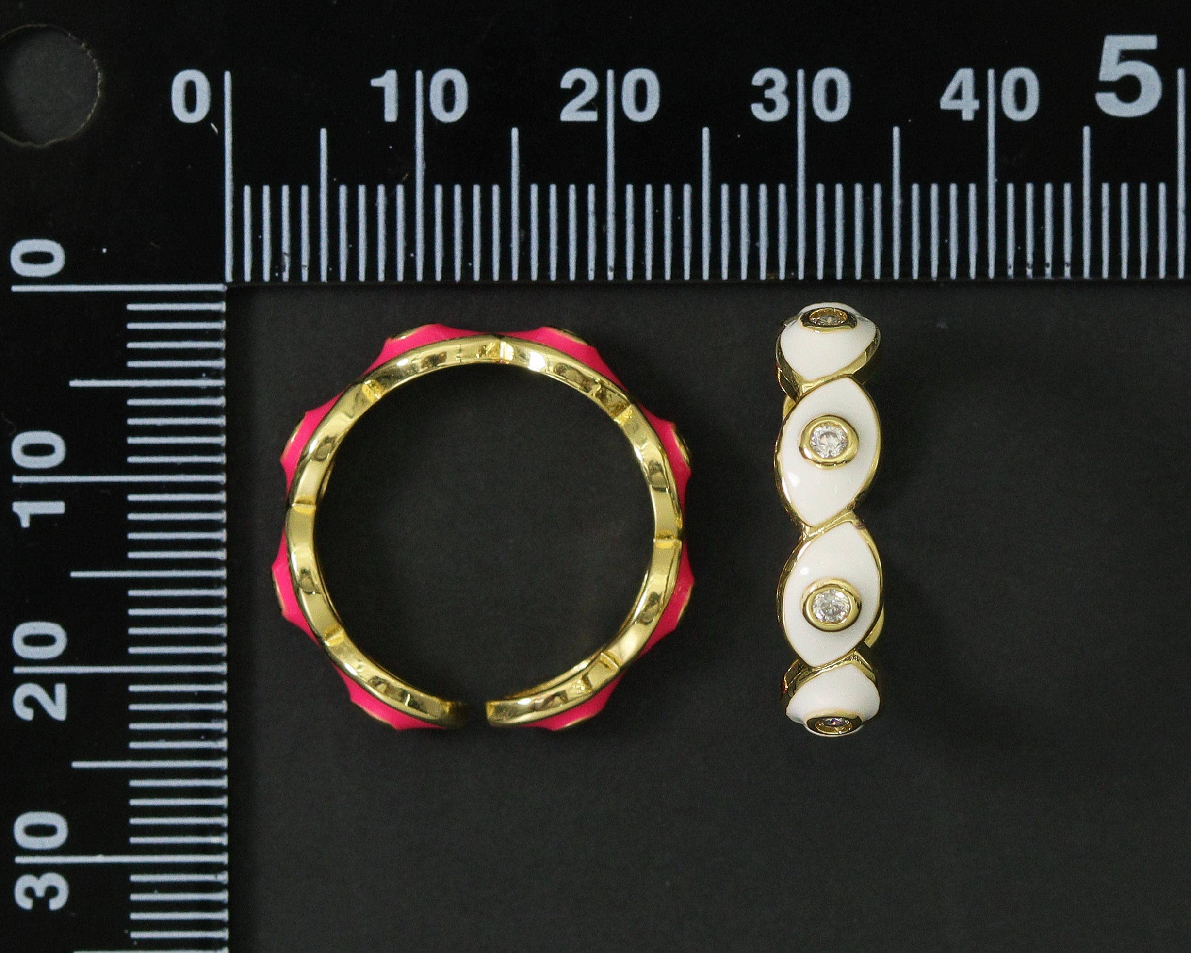 CZ Enamel Evil Eye Adjustable Ring, Sku#X305