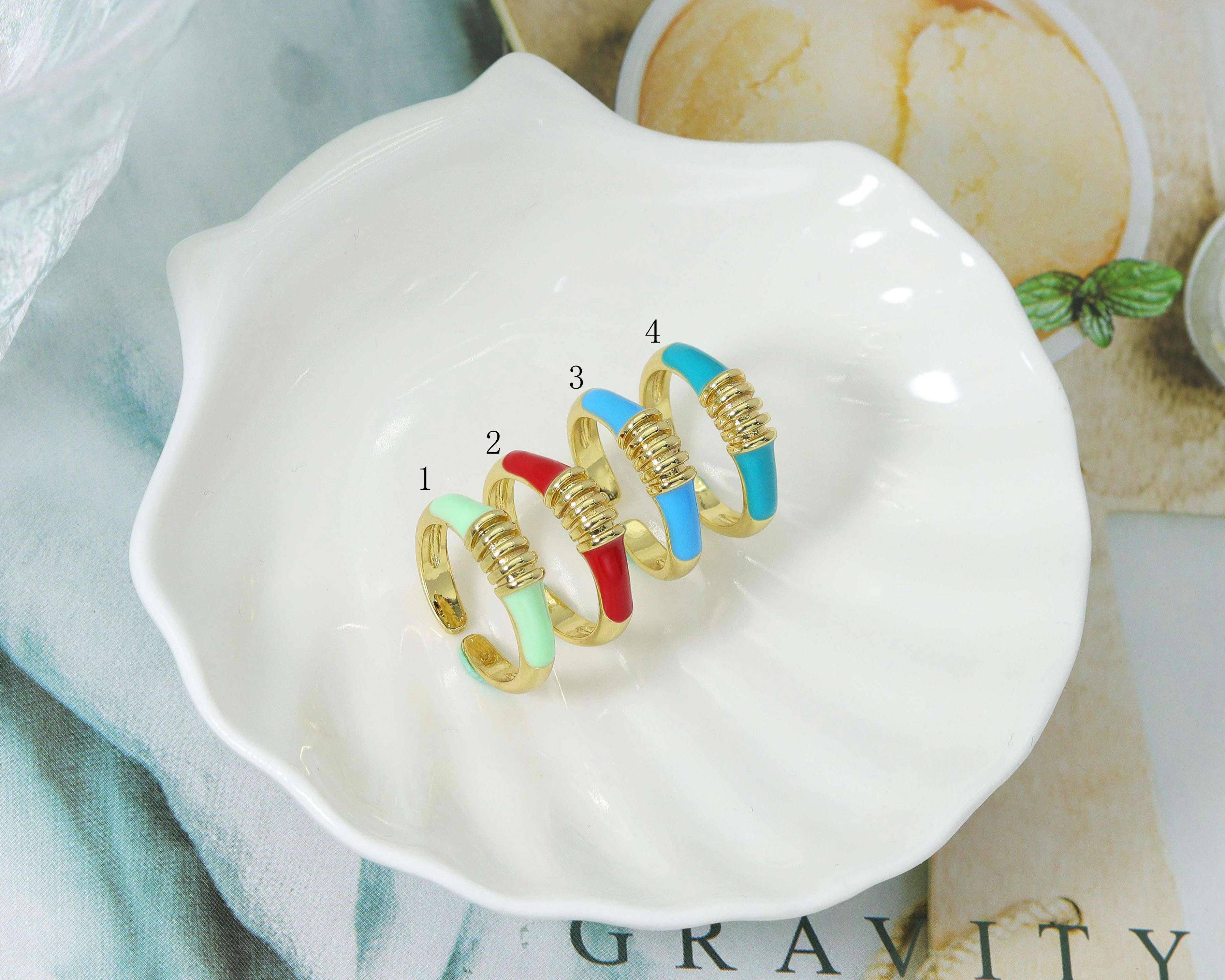 Colorful Enamel Adjustable Ring, Sku#X293