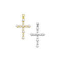 CZ Gold White Pearl Cross Charm, Sku#Z1478