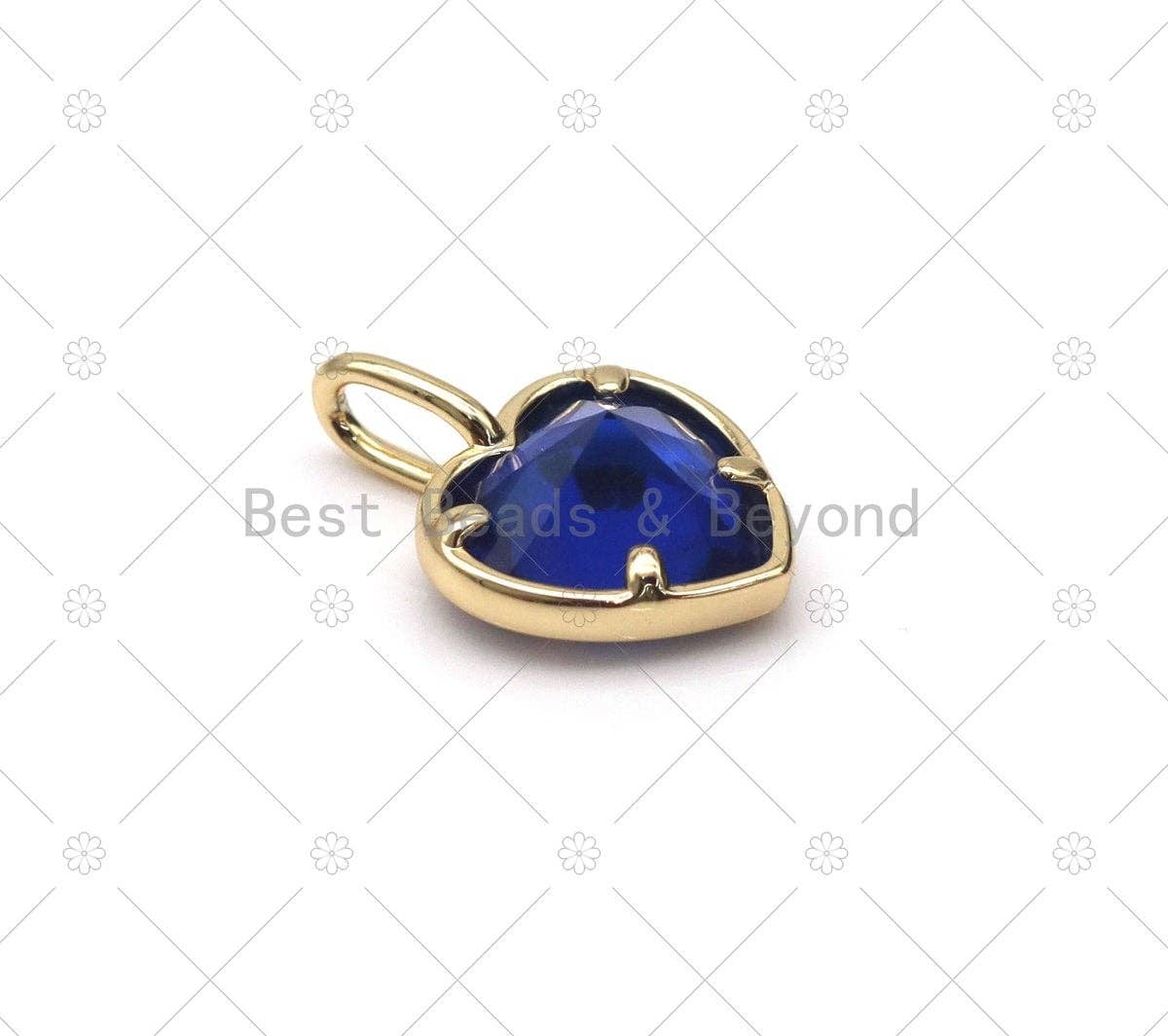 Colorful Glass Quartz Heart Shape with Gold Electric Wave Pendant, 18K Gold Filled Heart Charm, Necklace Bracelet Charm Pendant,Sku#CP38