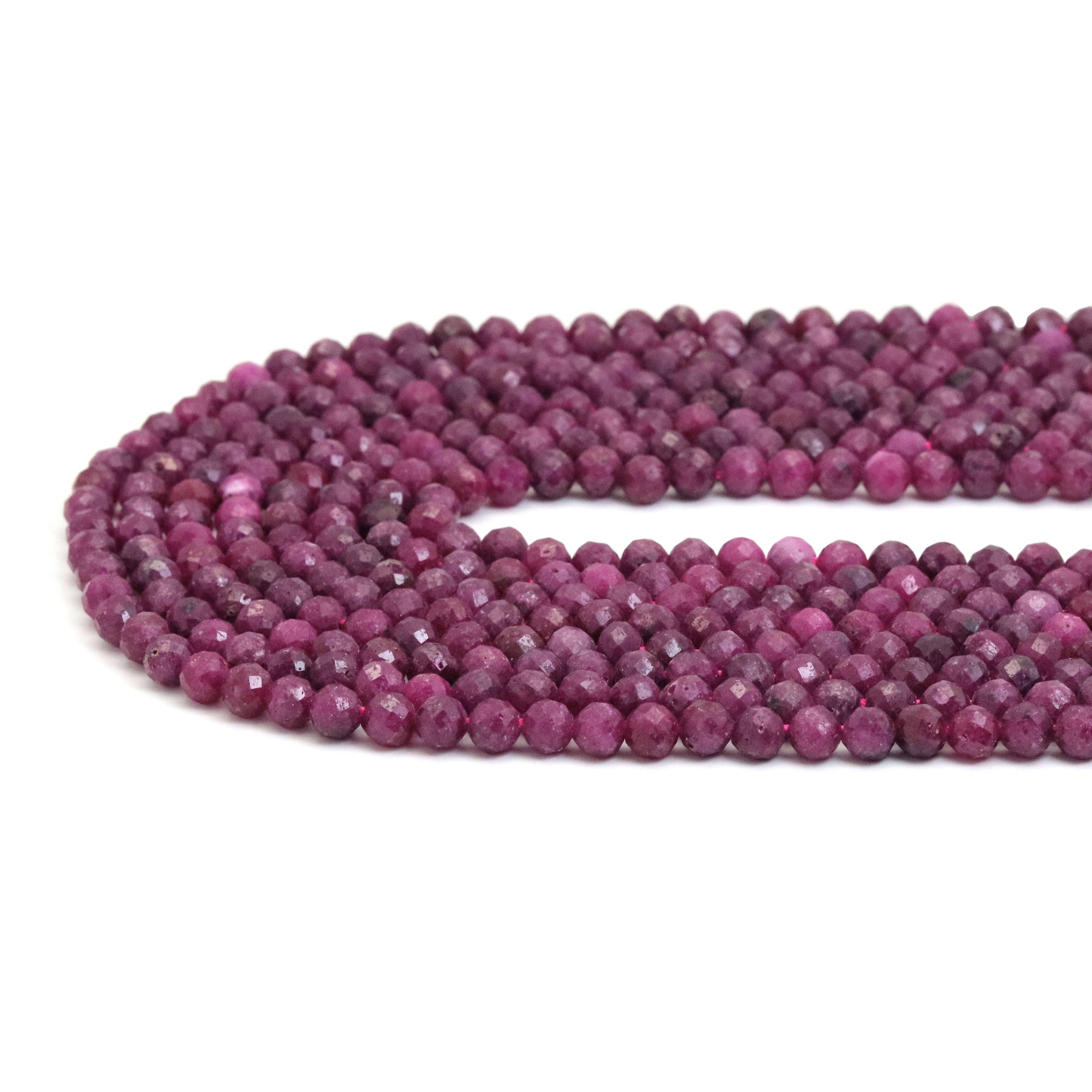 Genuine Ruby Fine Cut Round Beads, Sku#U1885