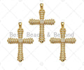 Large CZ Micro Pave Chunky Cross Shape Pendant  Charms , Cross Necklace Charms, 28x39mm, Sku#LK143