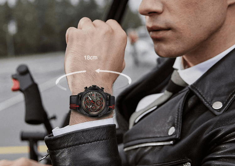 Montre de Sport Étanche Homme avec Chronomètres et Bracelet en Cuir Montre-Bracelet Multifonction Design Unique Cadeau Parfait