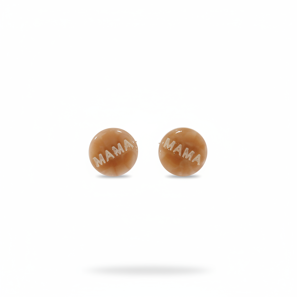 Mama Resin Stud Peach Earrings