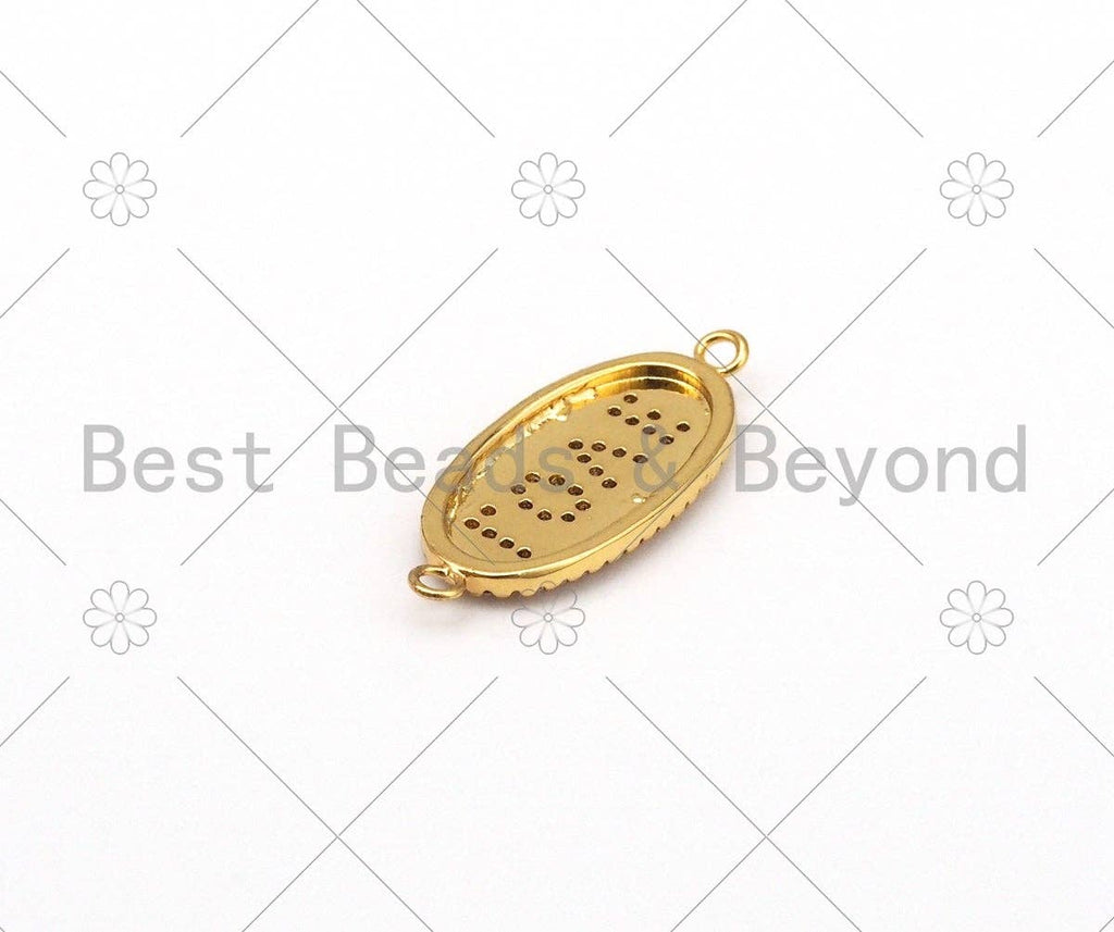 CZ Micro Pave Love word On Oval Shape Connector,18K Gold Filled Love Charm, Necklace Bracelet Connector,11x25mm,Sku#Y500