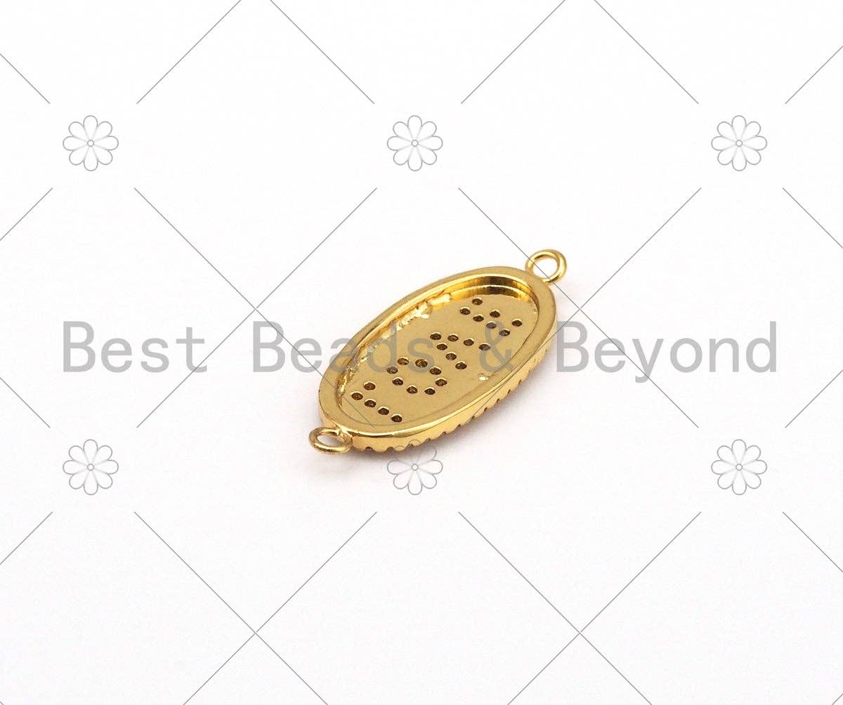CZ Micro Pave Love word On Oval Shape Connector,18K Gold Filled Love Charm, Necklace Bracelet Connector,11x25mm,Sku#Y500