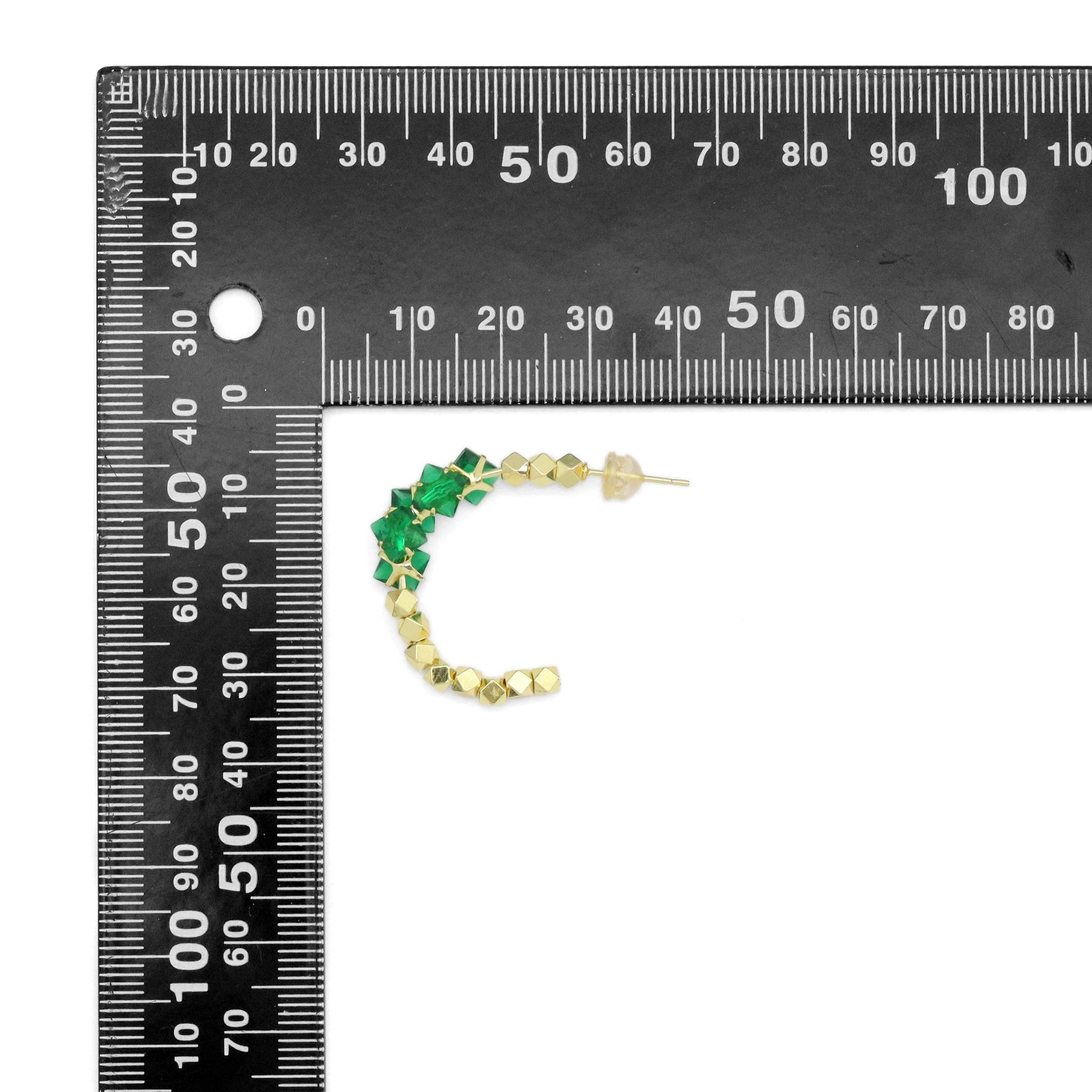 Gold Silver Crystal Diamond cut Ball Hoop Earrings, Sku#LX474c