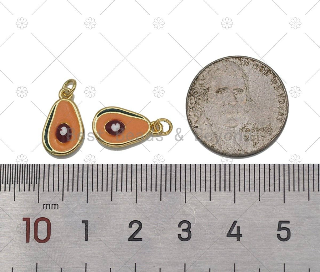 Enamel Avocado Shape Pendant,18K Gold Filled Fruit Charm, Necklace Bracelet Charm Pendant, Sku#Y586