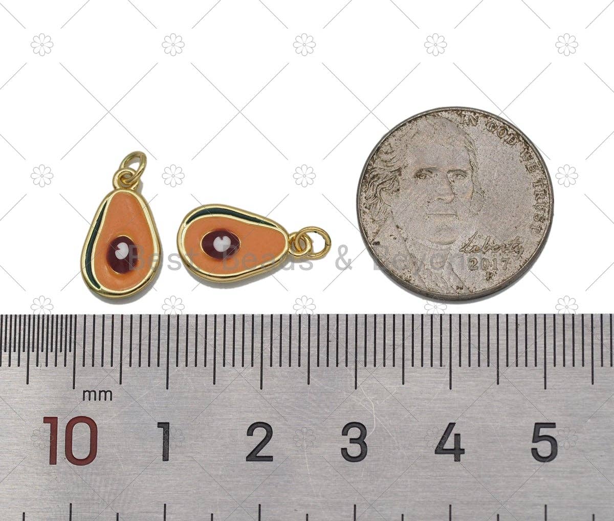 Enamel Avocado Shape Pendant,18K Gold Filled Fruit Charm, Necklace Bracelet Charm Pendant, Sku#Y586