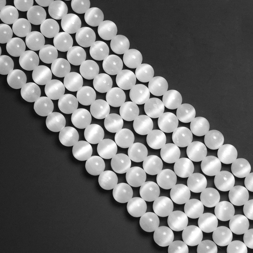 Genuine Selenite Round Smooth Beads, Sku#U1782