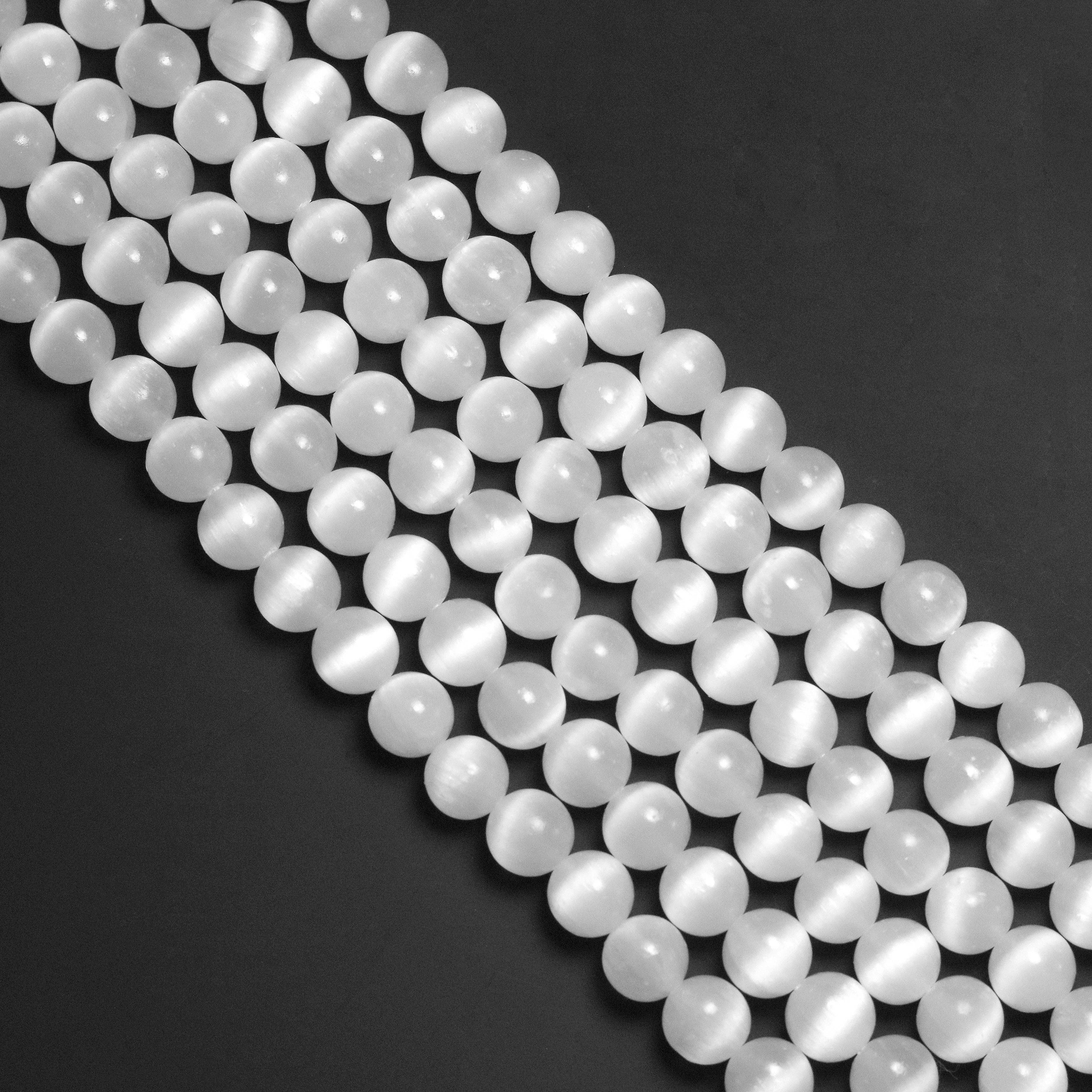 Genuine Selenite Round Smooth Beads, Sku#U1782