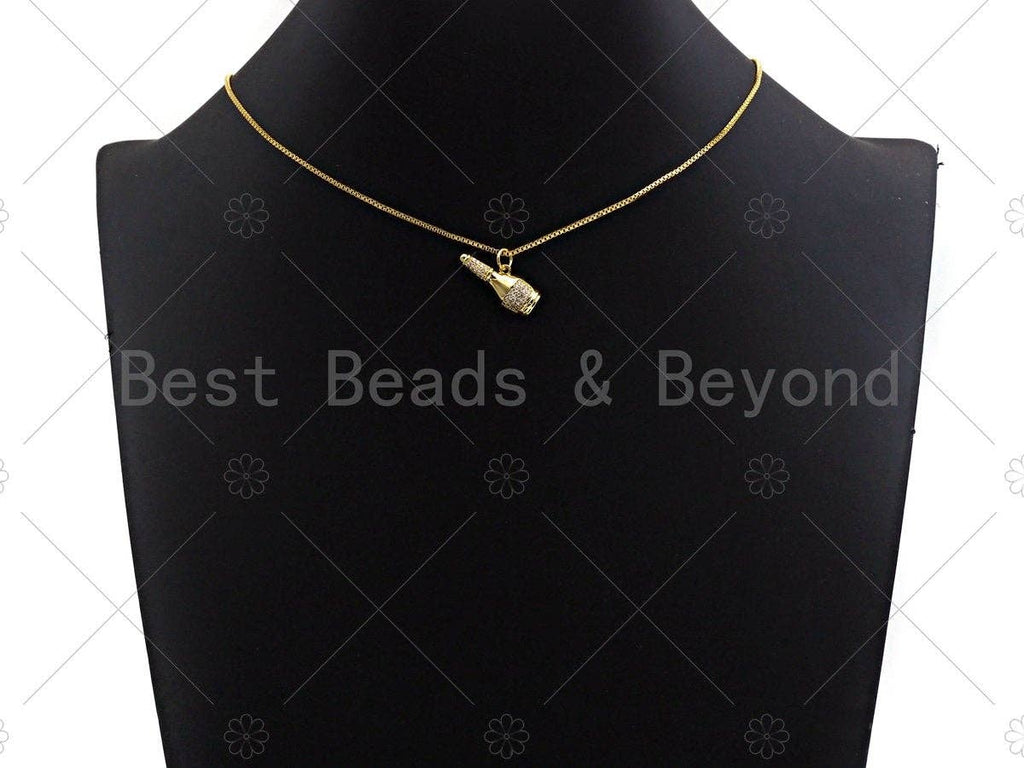 Clear CZ Micro Pave Bottle Shape Pendant/Charm, Bottle Shape Pendant, Silver/Gold/Rose Gold Tone, 8x21mm, Sku#Y263