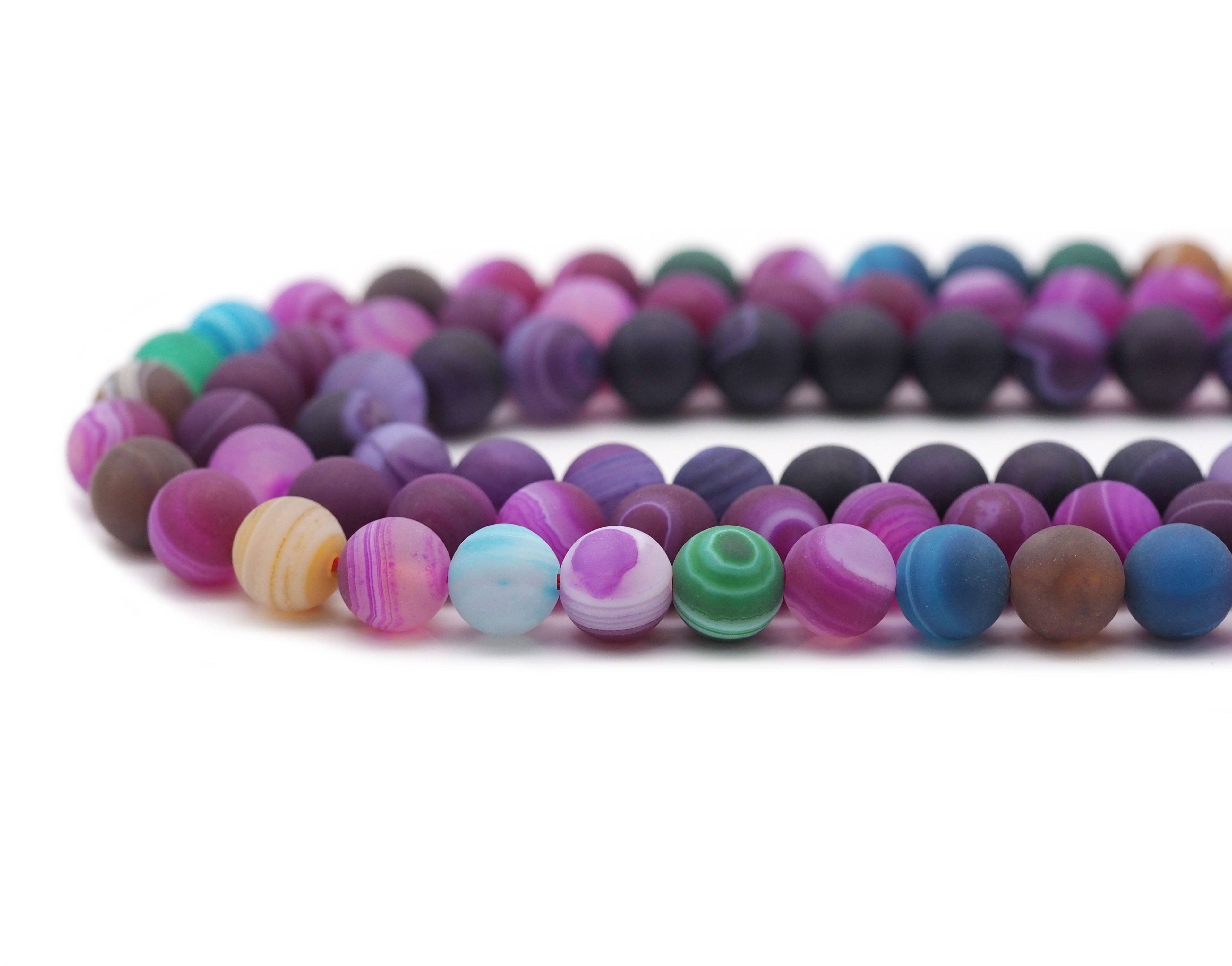 Matt Banded Agate Roudn Smooth Beads, Sku#UA238