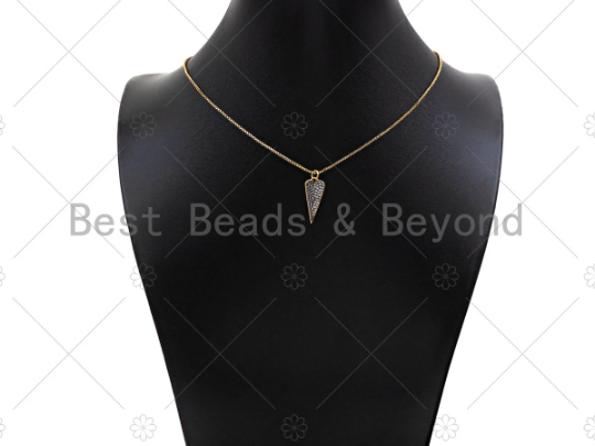 Dual Color Micro Pave Triangle Heart Shape Pendant/Charm,Cubic Zirconia Charm, Necklace Bracelet Charm Pendant,9x21mm, Sku#Z1276