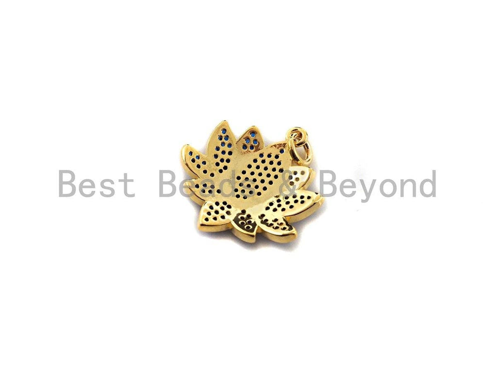 Colorful CZ Micro Pave Lotus Flower Pendant, X144/Z572
