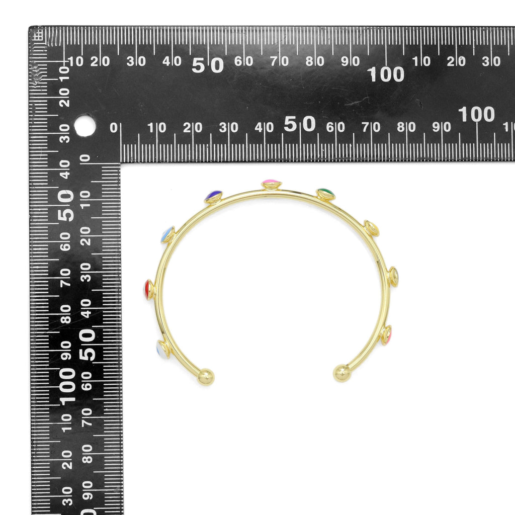 Gold Colorful Evil Eye Adjustable Bracelet, Sku#Y943