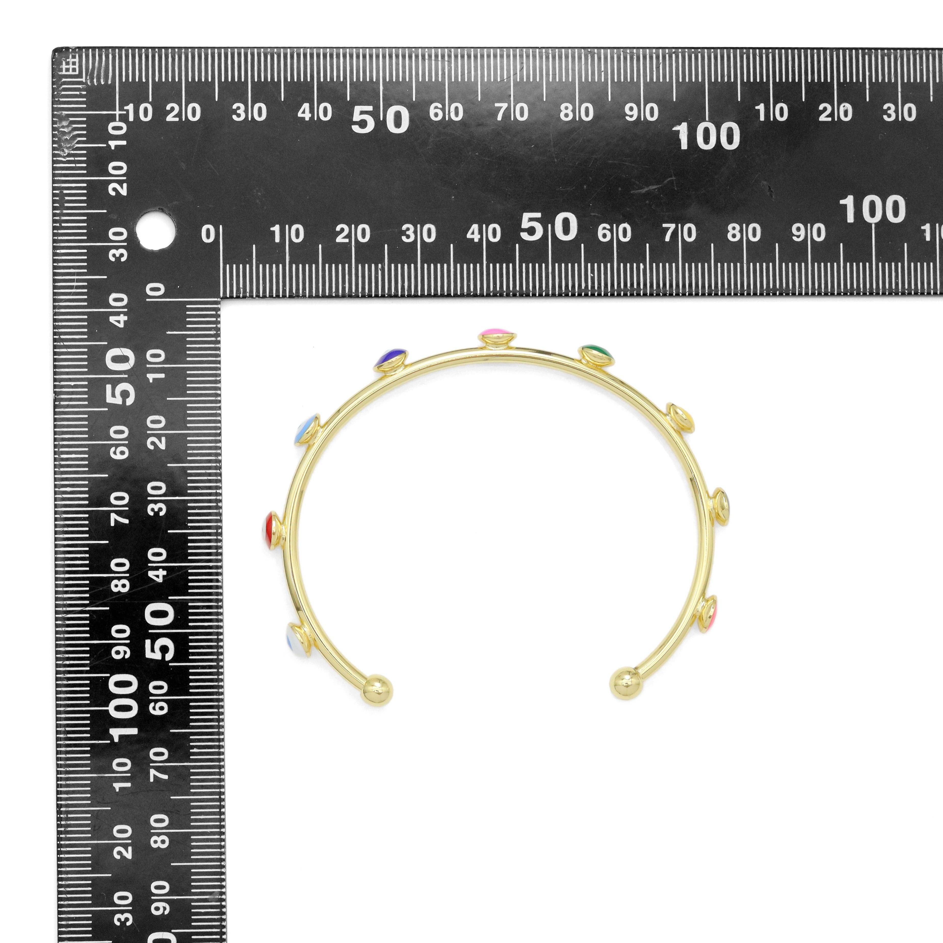 Gold Colorful Evil Eye Adjustable Bracelet, Sku#Y943