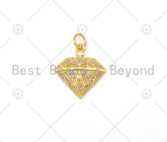 CZ Micro Pave Diamond Shape Pendant/Charm, 18K Gold Filled Diamond Charm, Necklace Bracelet Charm Pendant, 16x15mm,Sku#Y484