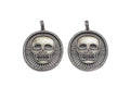 Antique Finish CZ Micro Pave Hollow out Skull Pendant, Silver Tone, 39x46mm,sku#F988C